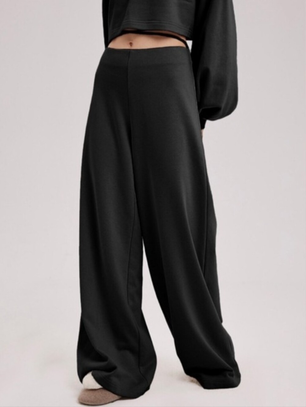 NWT Nap Loungewear Grey Wide Leg Cotton Jersey High Waisted Pants Size Large